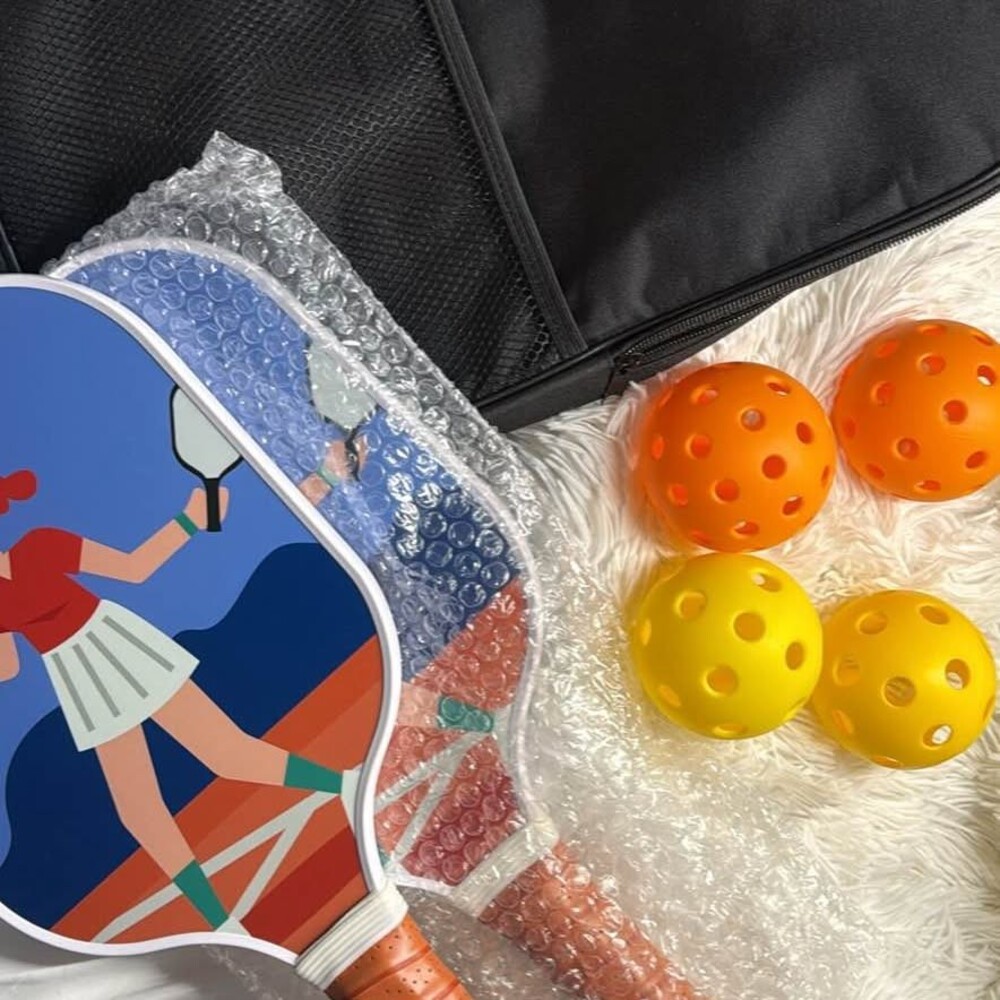 Pickleball Paddle Set with 4 Balls and Carrying Case